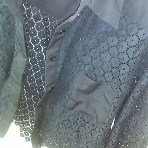 Black Crop Button Down